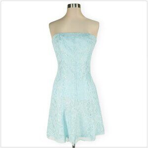 Ann Taylor Aqua Lace Strapless Evening Cocktail Wedding Party Dress Size 2P